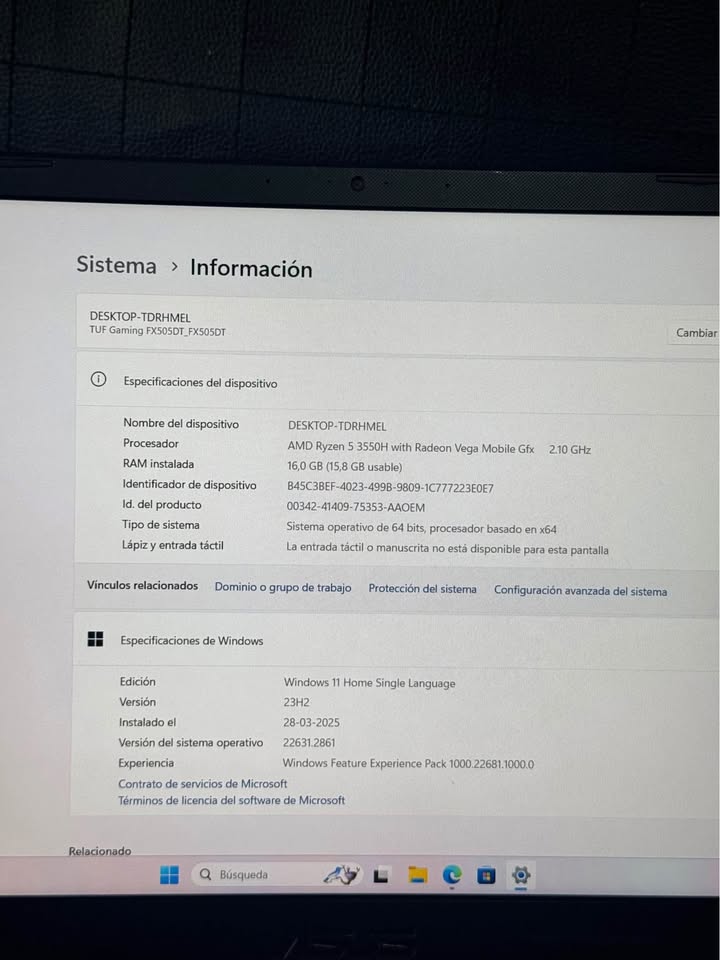 ASUS TUF Gaming F15 | Ryzen 5 | GTX 1650 4GB | 16GB RAM | 512GB SSD | Pantalla 16" 144Hz | Teclado RGB