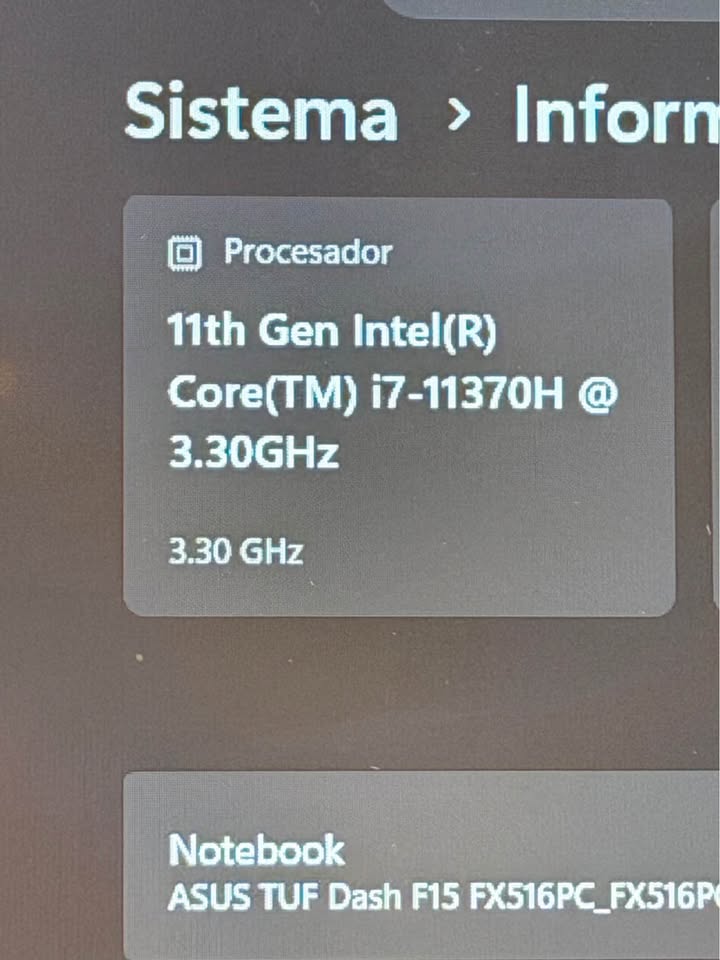 ASUS TUF Gaming Dash F15 | i7-11370H 3.30GHz | 16GB RAM | 512GB SSD NVMe M.2 | RTX 3050