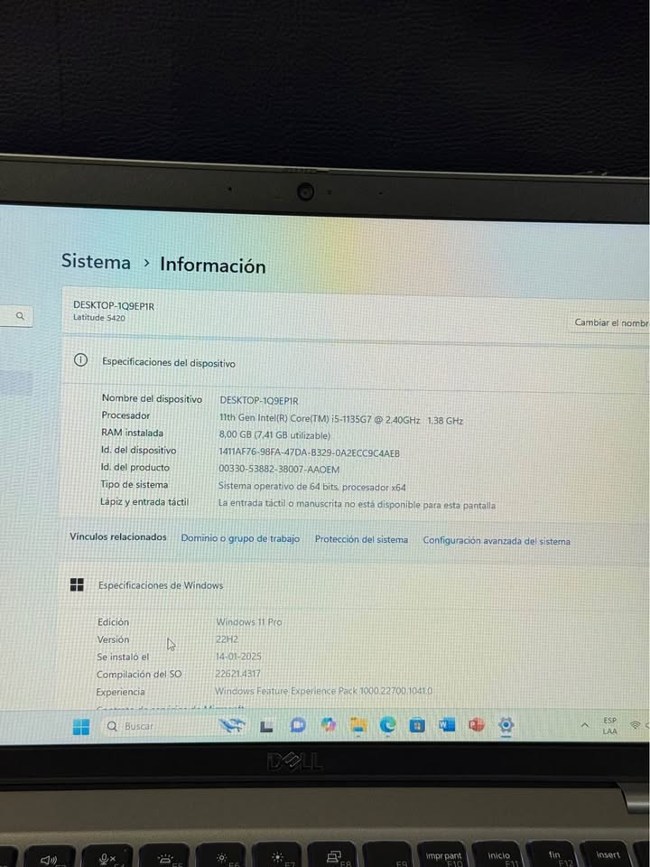 DELL Latitude 5420 Profesional | Intel i5-11°Gen | 8GB RAM | 256GB SSD | Windows 11 | Chip 4G Integrado