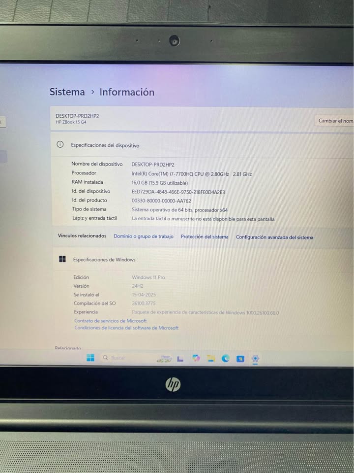 HP ZBOOK I7 4NUCLEOS 16 GB RAM 512GB SSD NVIDIA QUADRO M1200 4 GB