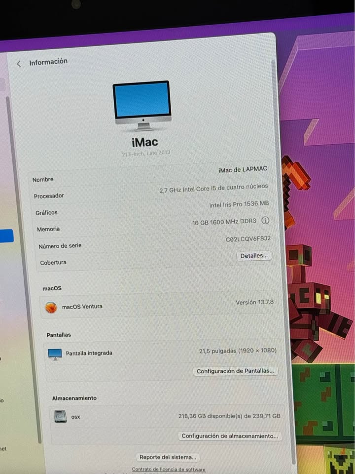 Apple iMac 21.5" | Intel Core i5 | 16GB RAM | 256GB SSD | macOS Ventura