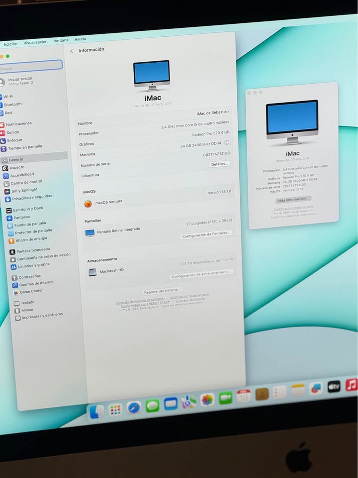 Apple iMac 5K | Pantalla 27" Retina | i5 Quad-Core | 24GB RAM | 1TB Almacenamiento