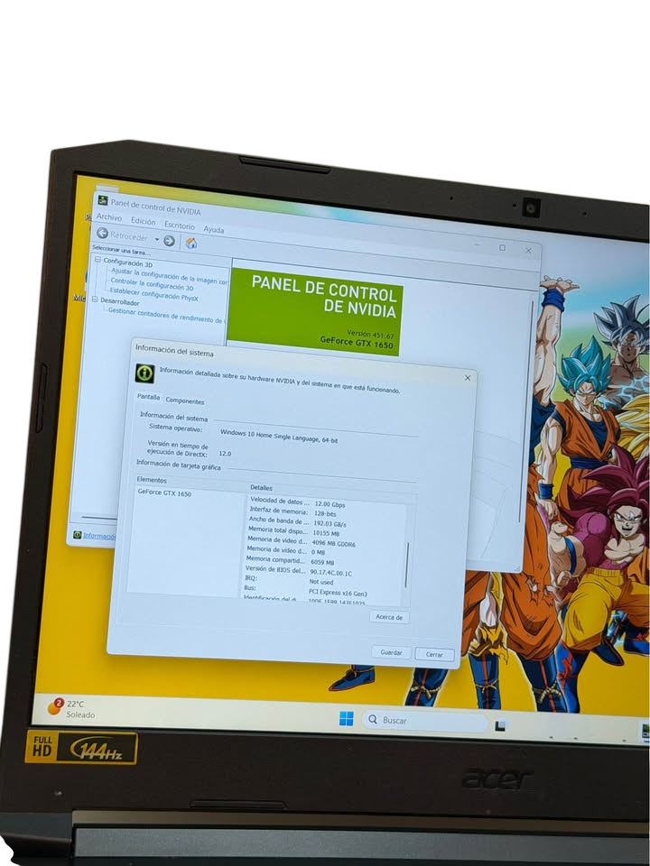 Acer Nitro 5 Gamer 16" | i5-10ma Gen | GTX 1650 | 12GB RAM | 144Hz