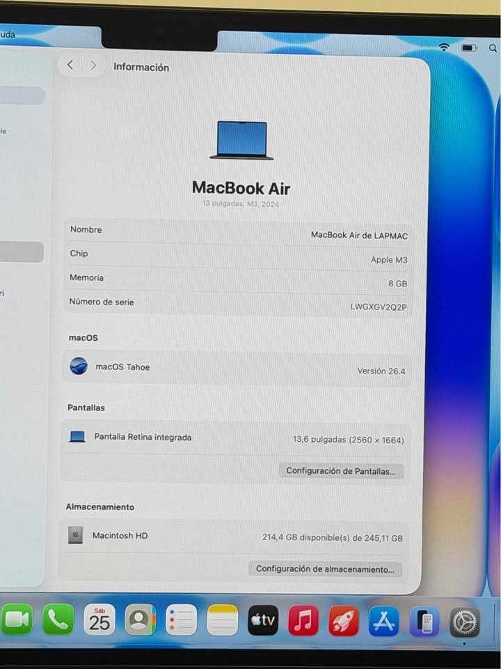 Apple MacBook Air 13.6" | Chip M3 | 8GB RAM | 256GB SSD | Liquid Retina