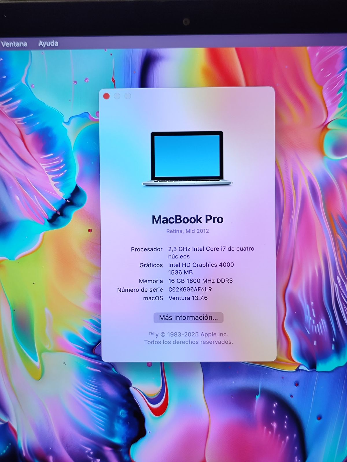 macbook pro retina 2012 i7 16 gb ram 512 gb ssd llegar y usar
