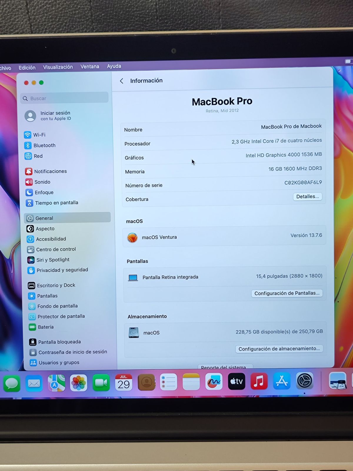 macbook pro retina 2012 i7 16 gb ram 512 gb ssd llegar y usar