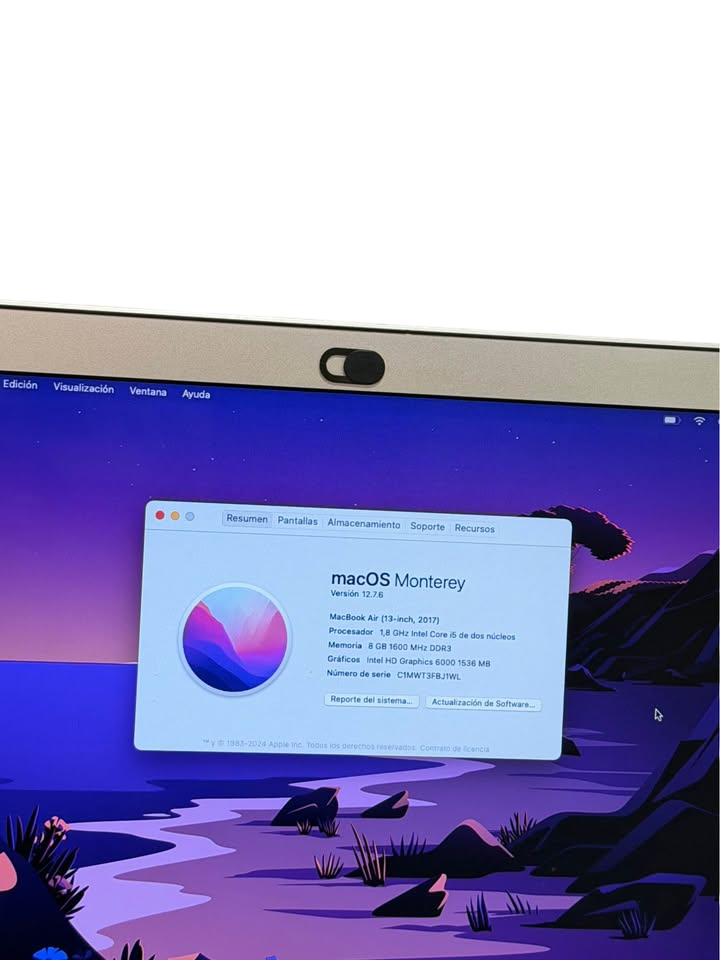 Apple MacBook Air 13" 2017 | Intel Core i5 | 8GB RAM | 256GB SSD | macOS Monterey | Slim Liviano
