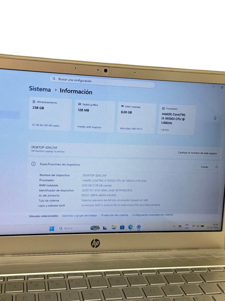 HP PAVILION SLIM 14" | Intel Core i5 10ª Gen | 8GB RAM | 256GB SSD | Lector de Huella Digital