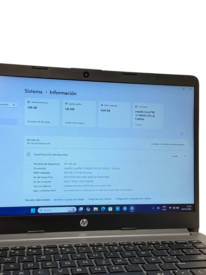 HP Notebook 240 G8 | 14" Pulgadas | i3-10ma Gen | 8GB RAM | 256GB SSD