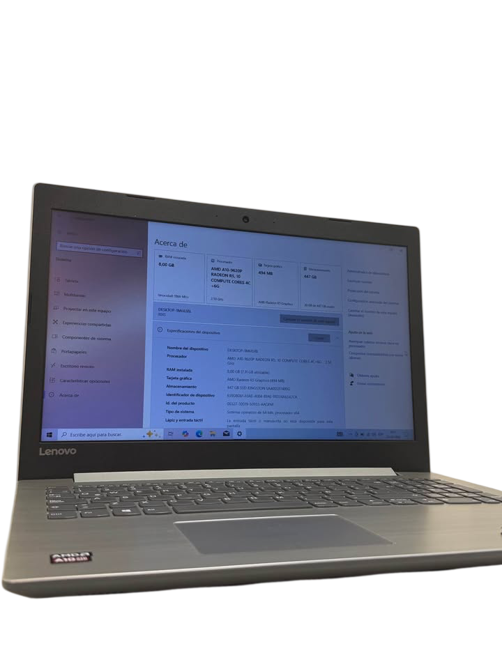 Lenovo IdeaPad 16" | AMD A10 7.ª Gen | 8GB RAM | 512GB SSD | Pantalla Amplia - Grado A