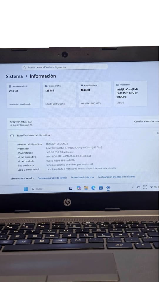 HP 240 G8 Notebook 14" | i5-10ma Gen | 16GB RAM | 256GB SSD | Grado B